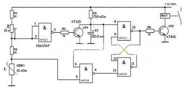 Schéma du thermostat pour chaudières de chauffage