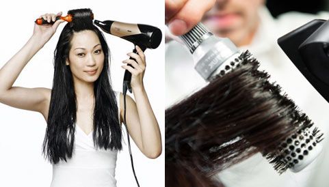 Boucles avec un peigne rond.