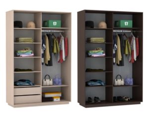 Remplissage de la partie médiane de l'armoire dans le couloir.