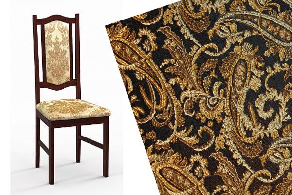 Le revêtement de la chaise est en jacquard.