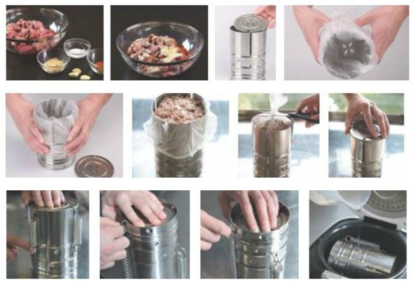 Cuisson dans une jambonnière.