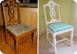 Restauration d'une chaise avec assise rembourrée
