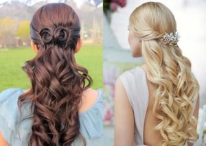 cheveux bouclés tirés en arrière