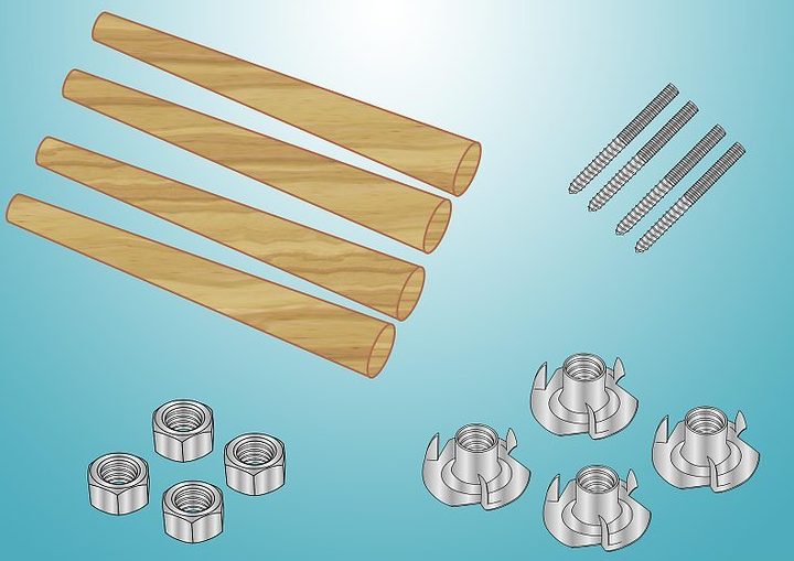 Fixez les pieds à l'aide d'écrous en T.