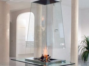cheminée en verre
