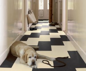 Carrelage noir et blanc.