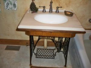 Comptoir avec évier blanc comme neige