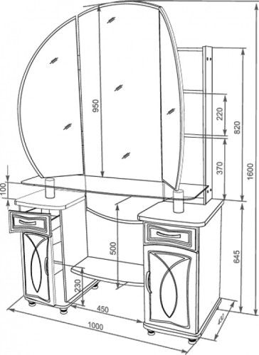Schéma d'une coiffeuse pour une fille. 