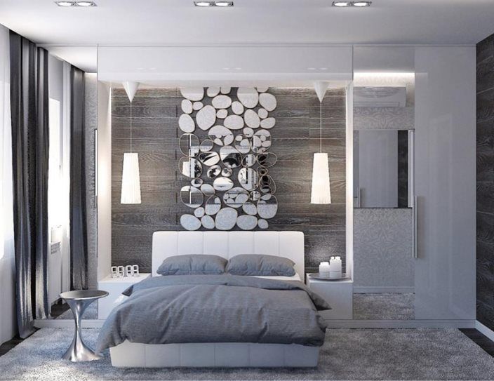 Rideaux pour une chambre grise.