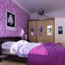 décoration de chambre dans les tons violets