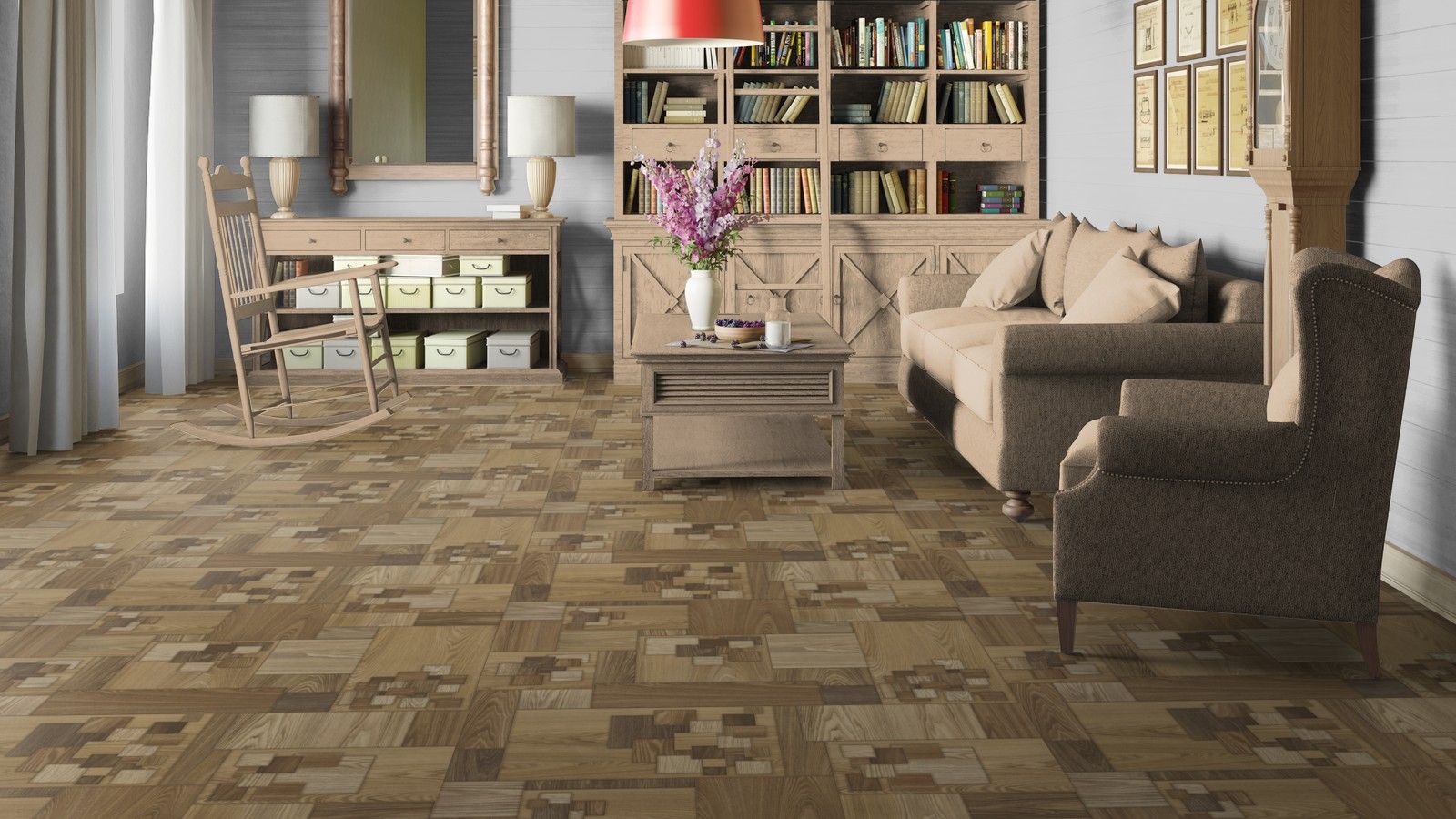 Linoléum semi-commercial à l'intérieur.