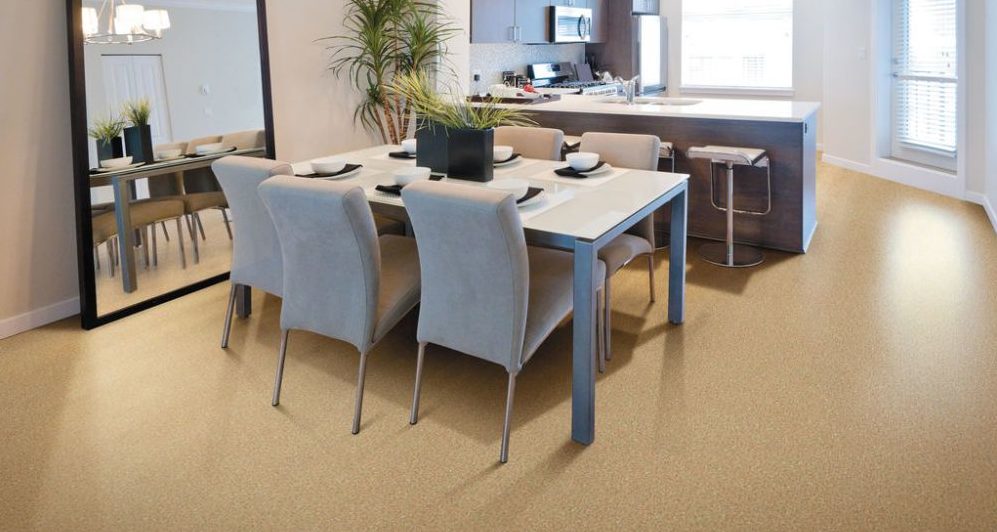 Linoléum semi-commercial dans la cuisine.