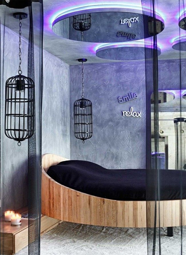 Conception de chambre avec un lit rond