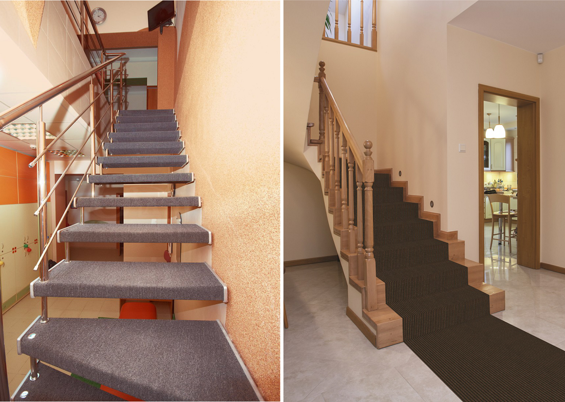 Tapis pour différents types d'escaliers.