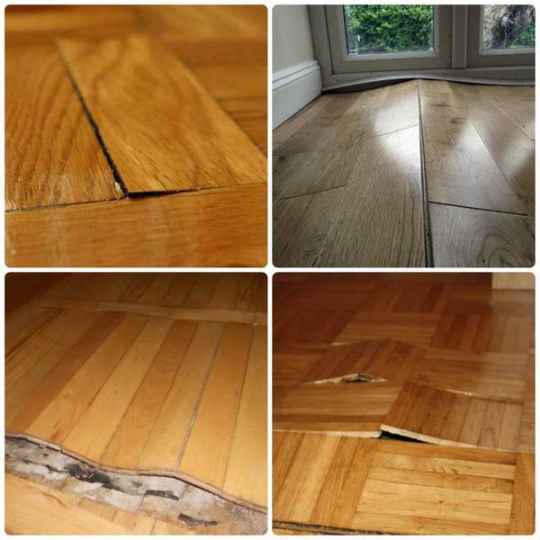 Déformation de la planche de parquet.