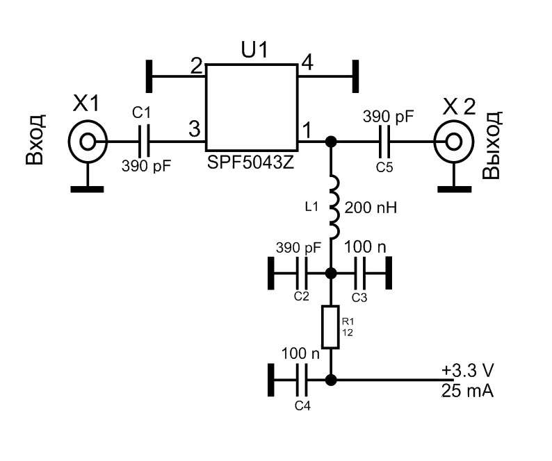 Circuit d'un simple amplificateur d'antenne.