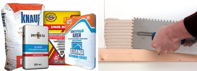 Adhésif pour la pose de carrelage au sol.