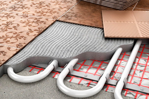 Pose de carrelage sur sol à eau chaude