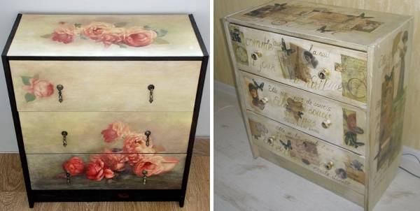 découpage d'une vieille commode