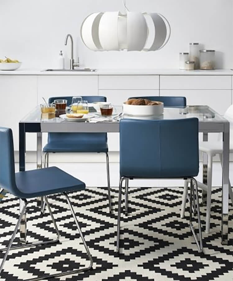 Tapis dans la cuisine de style loft 