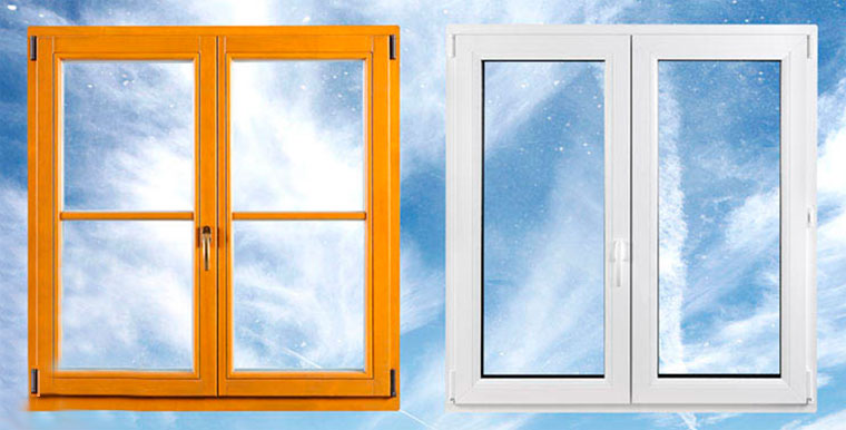 fenêtres en plastique et en bois