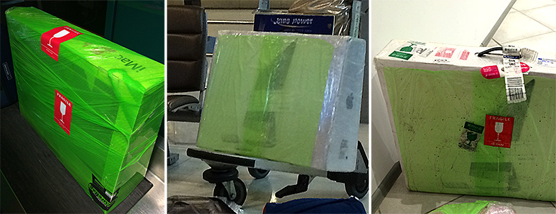 Emballer la télévision avant le vol.