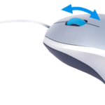 La molette de la souris fait défiler la page de haut en bas