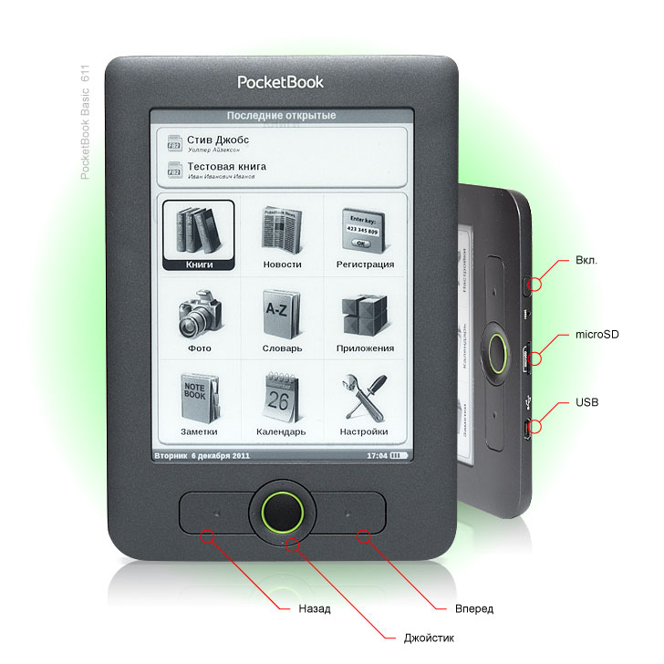 Boutons sur un e-book.