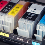 Encre dans une imprimante à jet d'encre.