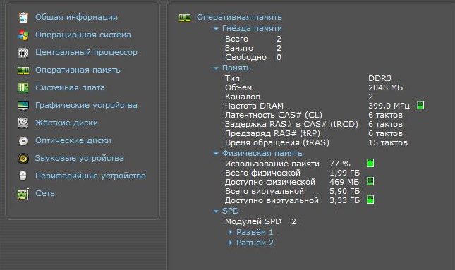 Informations sur la RAM