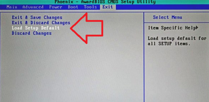 Charger les paramètres par défaut.