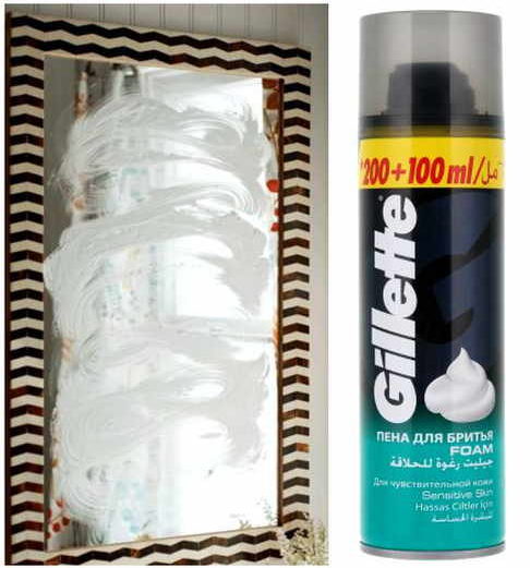 Miroir et mousse à raser.