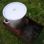 Pan sur des briques.