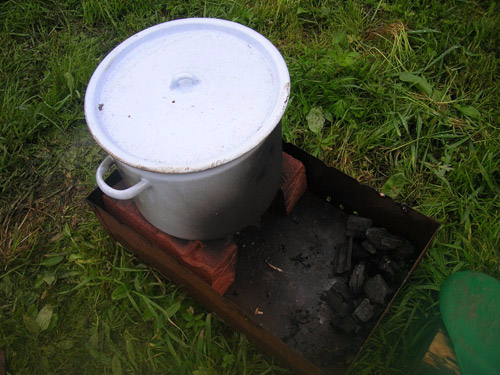 Pan sur des briques.