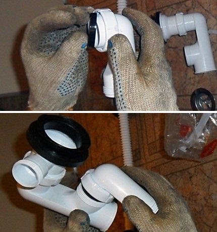 Installation de siphons.