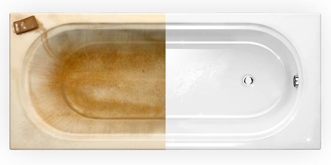 bain avant et après le nettoyage