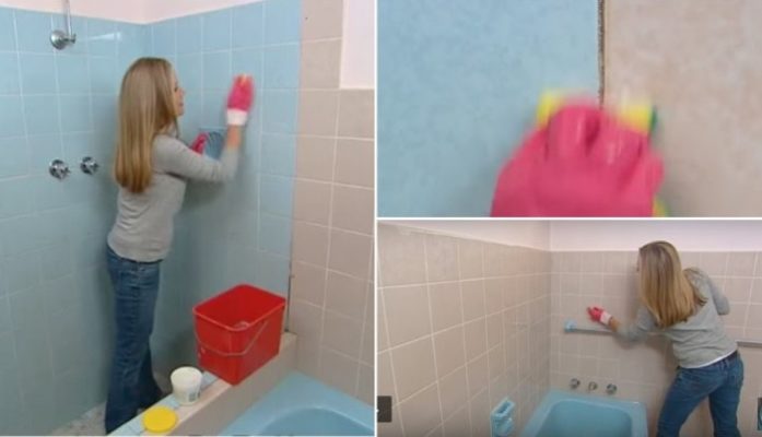 La jeune fille a complètement transformé une vieille salle de bain pour quelques centimes