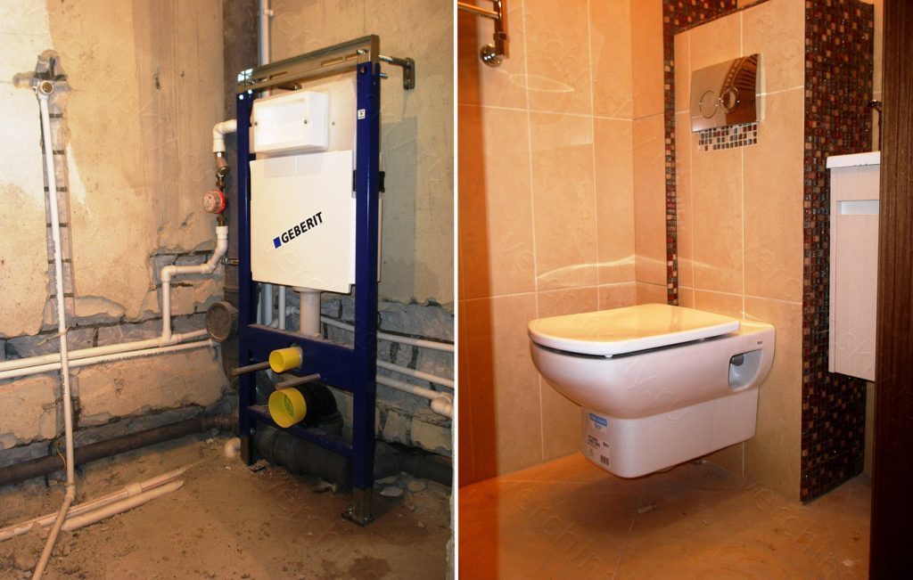 Installation d'installation de toilettes.