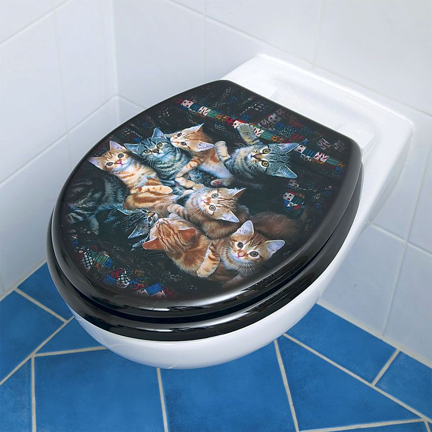 Abattant de toilettes à motifs.