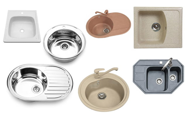 formes d'évier de cuisine