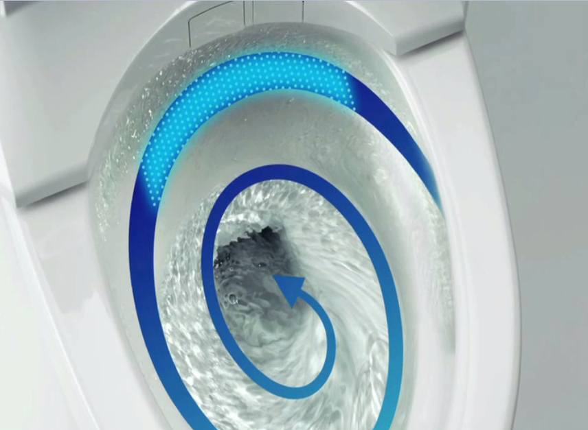 Chasse d'eau circulaire des toilettes.