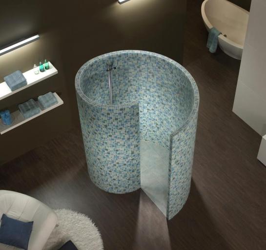 Cabine de douche en polycarbonate.