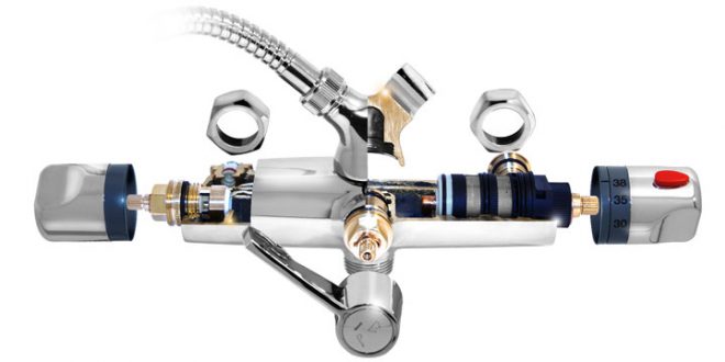 Mitigeur démonté avec thermostat.