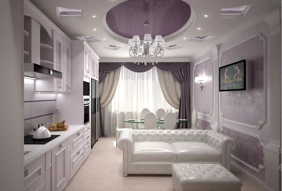 lustre dans la cuisine-salon pour plafonds suspendus