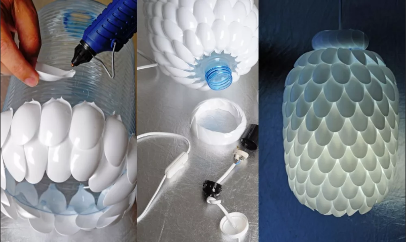 lustre fait de cuillères en plastique