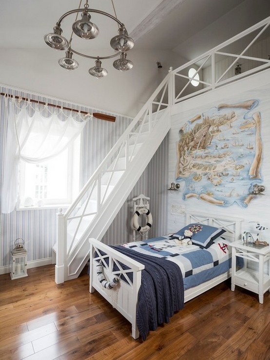rideaux de style nautique pour une chambre d'enfant