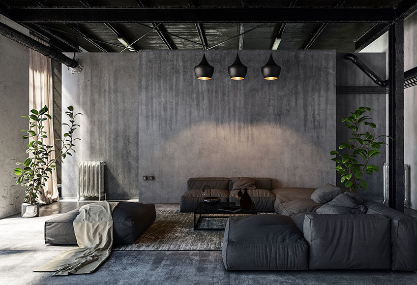 intérieur dans un style grunge