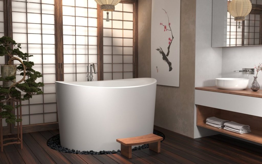 Salle de bains de style japonais.
