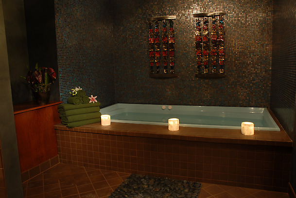 Salle de bain de style indien.