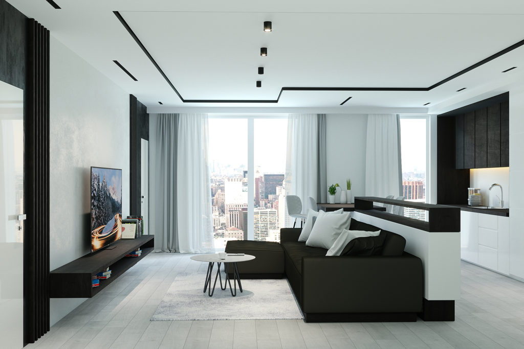 plafonds tendus à deux niveaux